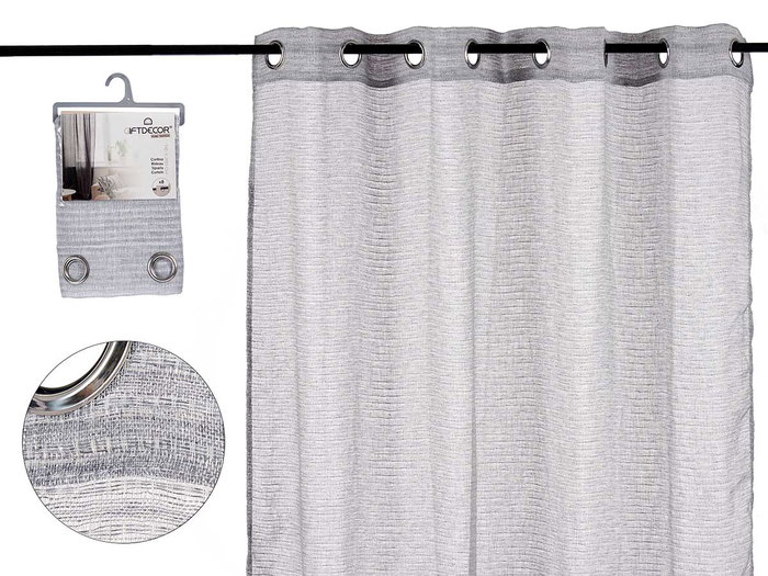 Cortina Visillo Gris Claro 140x260 cm Giftdecor (Set de 6) Cortina Visillo Gris Claro 140x260 cm Giftdecor (Set de 6)