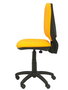 Silla de oficina Elche con mecanismo Contacto permanente básico tapizada con Similpiel color Naranja. Equipada con Base poliamida negra, Sin brazos y Ruedas de nailon 50 mm