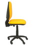Silla de oficina Elche con mecanismo Contacto permanente básico tapizada con Similpiel color Naranja. Equipada con Base poliamida negra, Sin brazos y Ruedas de nailon 50 mm