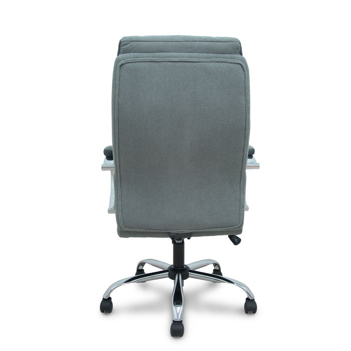 Sillón Opti533 con mecanismo Basculante tapizada con Tela color Gris. Equipado con Base cromada, Brazos fijos y Ruedas de nailon 50 mm