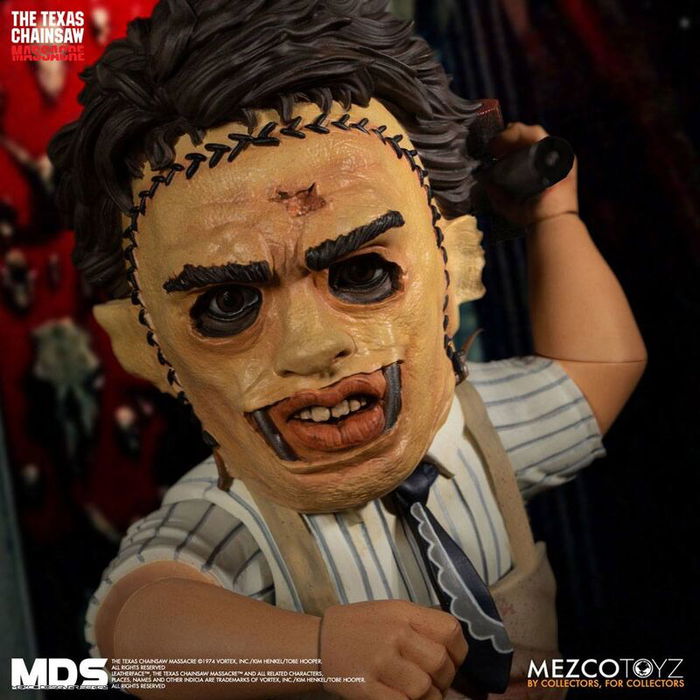 MEZCO TOYZ Figura Leatherface La Matanza de Texas 15cm Articulada con Accesorios