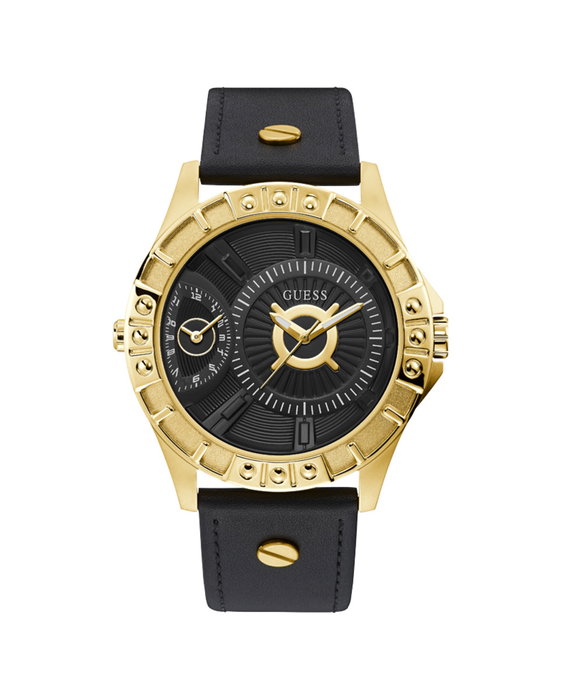 Guess W1297G1 con caja dorada y correa de cuero negra Guess W1297G1 con caja dorada y correa de cuero negra
