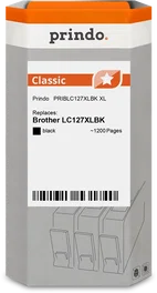 Prindo Classic XL Cartucho de tinta negro compatible con Brother LC127XLBK (LC-127) 1200 páginas
