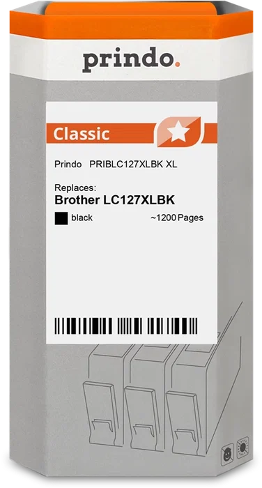 Prindo Classic XL Cartucho de tinta negro compatible con Brother LC127XLBK (LC-127) 1200 páginas Prindo Classic XL Cartucho de tinta negro compatible con Brother LC127XLBK (LC-127) 1200 páginas