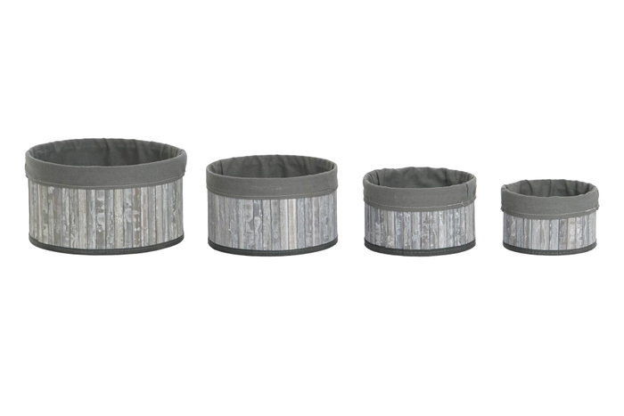 DKD Home Decor Set de 4 Cestas de Bambú y Poliéster Gris 30x30x17 cm DKD Home Decor Set de 4 Cestas de Bambú y Poliéster Gris 30x30x17 cm