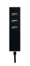 Simon Adaptador 3 conectores USB-A con fijación y cable USB-C de 1,5 m negro