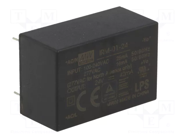 MEAN WELL IRM-01-24 Convertidor AC/DC 1W 24VDC MEAN WELL IRM-01-24 Convertidor AC/DC 1W 24VDC