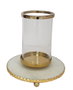 DKD Home Decor Portavelas de Mármol y Cristal Blanco y Dorado 25x25x27 cm
