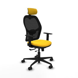 PIQUERAS Y CRESPO Silla de oficina Jorquera con mecanismo Sincro/Traslack Amarillo y Negro