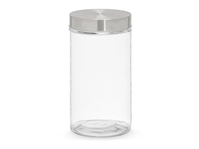 VIVALTO Tarro de Vidrio con Tapa de Acero, 1.7 L, Transparente, Dimensiones 11x22x11 cm (Set de 12)