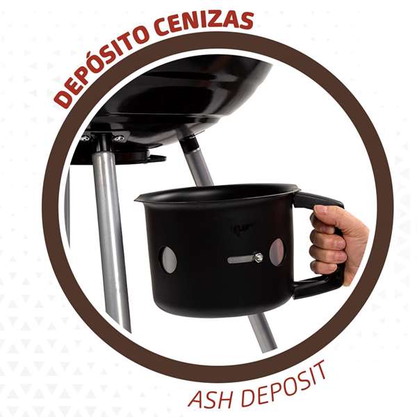 Aktive Barbacoa de Carbón Redonda con Tapa 57x86 cm