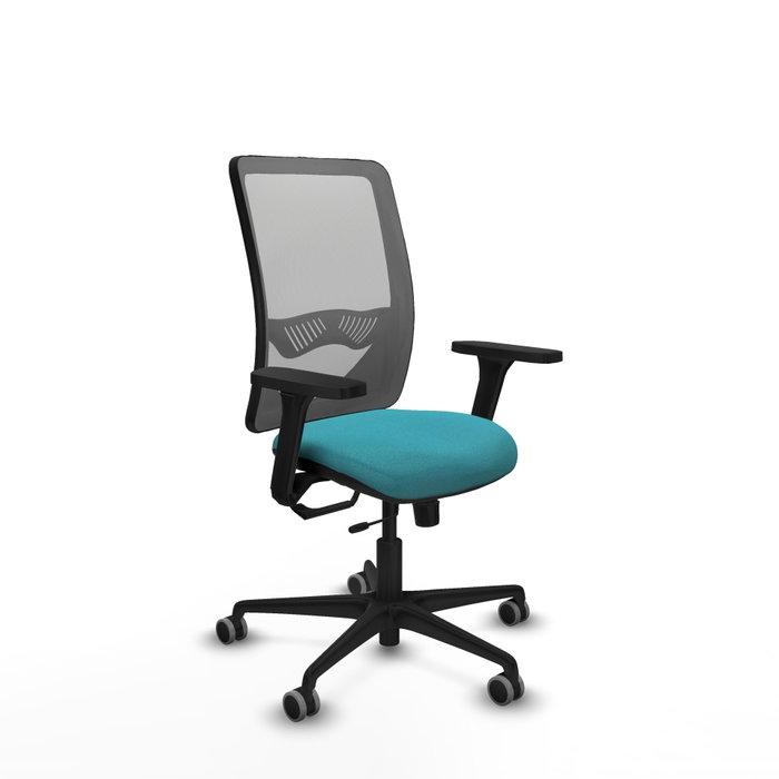 PIQUERAS Y CRESPO Silla de oficina Zulema con mecanismo Sincro/Traslack, Tela Turquesa y Malla Gris PIQUERAS Y CRESPO Silla de oficina Zulema con mecanismo Sincro/Traslack, Tela Turquesa y Malla Gris