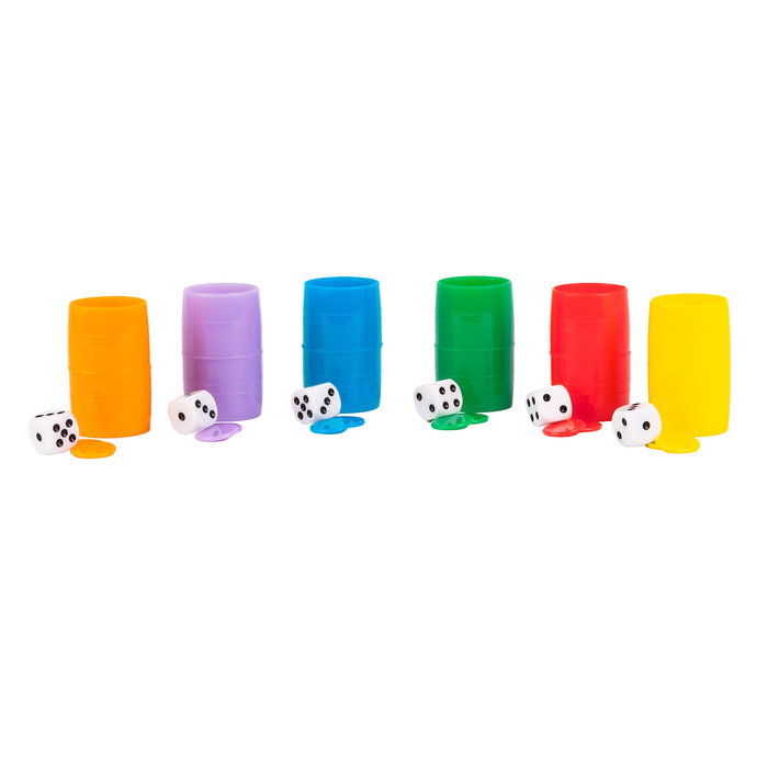 DEQUBE D00435 Accesorio Fichas y Dados de Plástico para Juego Parchís - Set de Recambio para 6 Jugadores