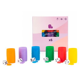 DEQUBE D00435 Accesorio Fichas y Dados de Plástico para Juego Parchís - Set de Recambio para 6 Jugadores