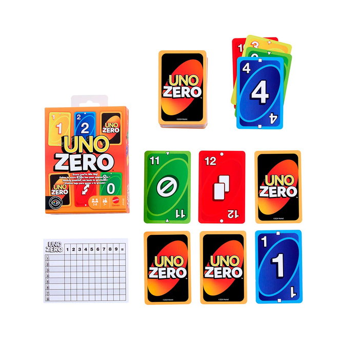 Mattel Games UNO Zero Jhh48 Juego de Cartas para Niños y Adultos