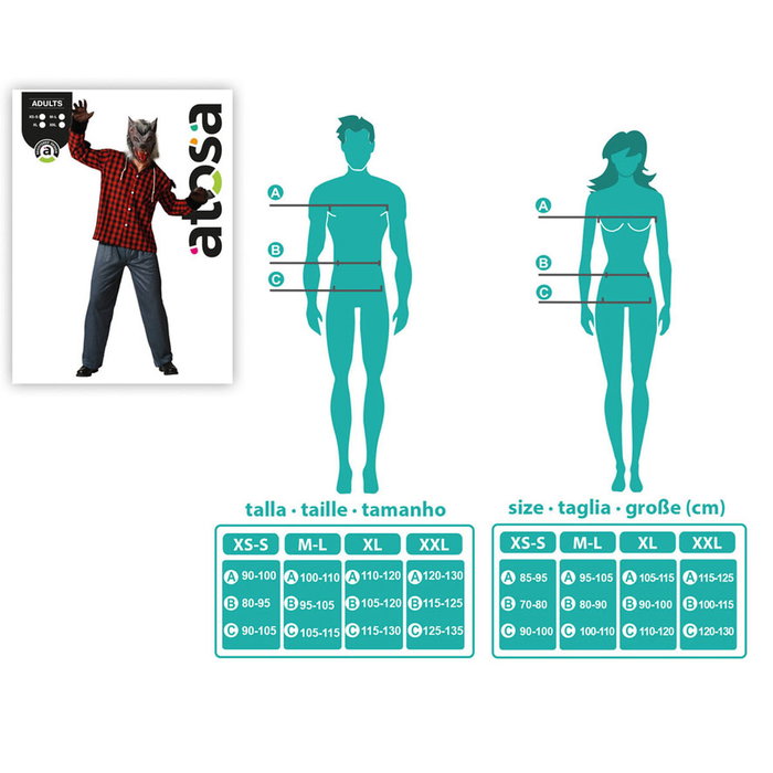 Disfraz de Hombre Lobo Adulto con Camisa a Cuadros Rasgada y Pantalón - Gris - Tallas XS-S Disfraz de Hombre Lobo Adulto con Camisa a Cuadros Rasgada y Pantalón - Gris - Tallas XS-S