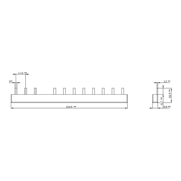 Siemens 5ST3624 Barra de colectores 10qmm 3Ph./N+8xFase