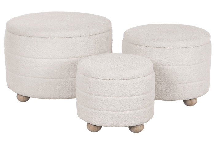 DKD Home Decor Set de 3 Reposapiés con Almacenaje Interior Crudo y Marrón