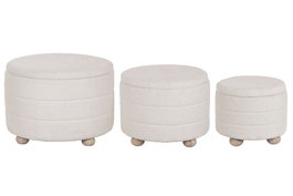 DKD Home Decor Set de 3 Reposapiés con Almacenaje Interior Crudo y Marrón
