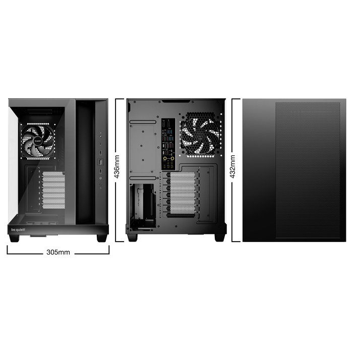 be quiet! Light Base 500 Midi Tower Gaming PC Case - Negra, Cristal Templado, ATX, micro-ATX, Mini-ITX, Gestion de Cables, USB 3.2, 4 Ventiladores Incluidos, Soporte para Radiadores
