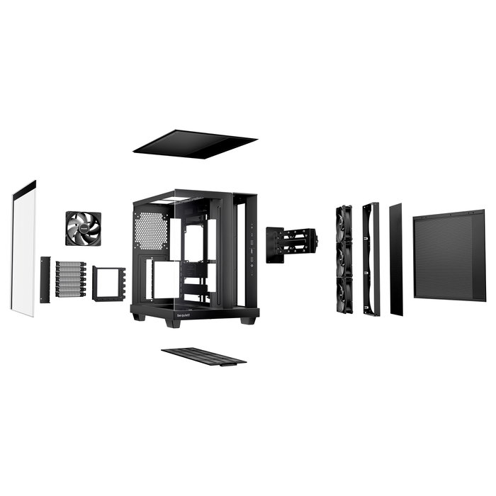 be quiet! Light Base 500 Midi Tower Gaming PC Case - Negra, Cristal Templado, ATX, micro-ATX, Mini-ITX, Gestion de Cables, USB 3.2, 4 Ventiladores Incluidos, Soporte para Radiadores
