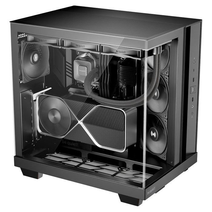be quiet! Light Base 500 Midi Tower Gaming PC Case - Negra, Cristal Templado, ATX, micro-ATX, Mini-ITX, Gestion de Cables, USB 3.2, 4 Ventiladores Incluidos, Soporte para Radiadores