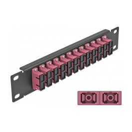 DeLOCK Patchpanel de Fibra Óptica 10″ 12 Puertos SC Duplex Negro/Violeta