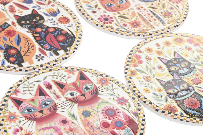 DKD Home Decor Salvamantel Shabby Multicolor Blanco 20 x 0.7 x 20 cm (12 Unidades)