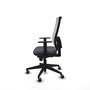 Silla de oficina Horna con mecanismo Sincro tapizada con Tela color Gris oscuro y malla color Blanco. Equipada con lumbar 1D, Brazos 1D y Ruedas 65 mm parqué