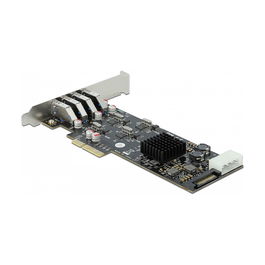 DeLOCK Tarjeta PCI Express 4-Puertos USB 3.2 Gen 1 (SuperSpeed 5 Gbps) Tipo-A Externo con 1 SATA Interno, Perfil Bajo, PCIe 2.0, para PC, Gris