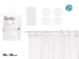 Berilo Cortina de Baño Transparente con Cuadros 180x180 cm (Set de 12)
