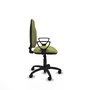Silla de oficina Algarra con mecanismo Contacto permanente básico tapizada con Tela color Verde oliva. Equipada con Base poliamida negra, Brazos fijos y Ruedas de nailon 50 mm