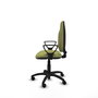 Silla de oficina Algarra con mecanismo Contacto permanente básico tapizada con Tela color Verde oliva. Equipada con Base poliamida negra, Brazos fijos y Ruedas de nailon 50 mm