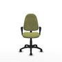 Silla de oficina Algarra con mecanismo Contacto permanente básico tapizada con Tela color Verde oliva. Equipada con Base poliamida negra, Brazos fijos y Ruedas de nailon 50 mm
