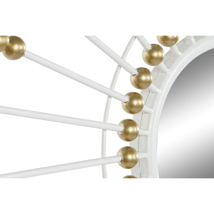 DKD Home Decor Espejo de Metal y Cristal Blanco y Dorado 80x80 cm DKD Home Decor Espejo de Metal y Cristal Blanco y Dorado 80x80 cm