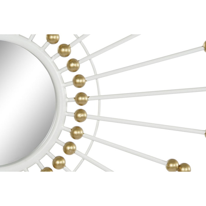 DKD Home Decor Espejo de Metal y Cristal Blanco y Dorado 80x80 cm DKD Home Decor Espejo de Metal y Cristal Blanco y Dorado 80x80 cm