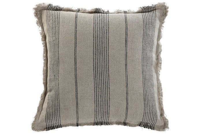 DKD Home Decor Cojín de Lino Rallado Beige 50x50x8 cm DKD Home Decor Cojín de Lino Rallado Beige 50x50x8 cm