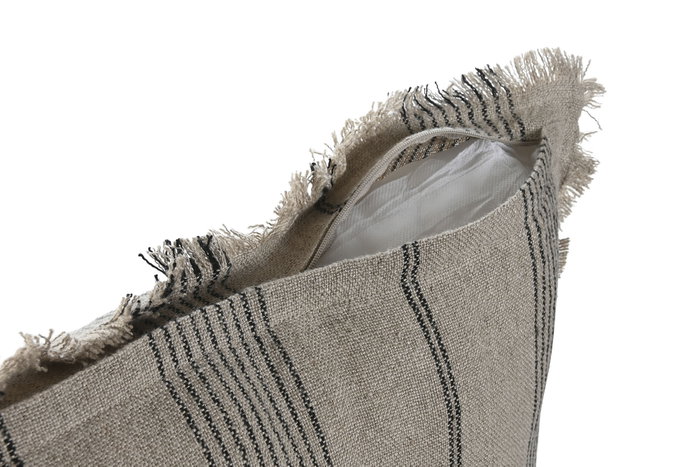 DKD Home Decor Cojín de Lino Rallado Beige 50x50x8 cm DKD Home Decor Cojín de Lino Rallado Beige 50x50x8 cm