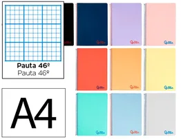 Liderpapel Cuaderno espiral Wonder A4 tapa plástico 80 hojas 90gr rayado nº46 colores surtidos