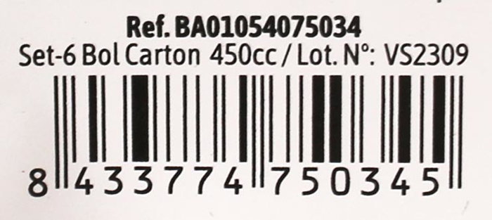 Algon Set 6 Bol Carton L/Soja 450cc - Dimensiones: 8 cm (Ancho) x 3.6 cm (Alto) x 8 cm (Largo) (36 Unidades)