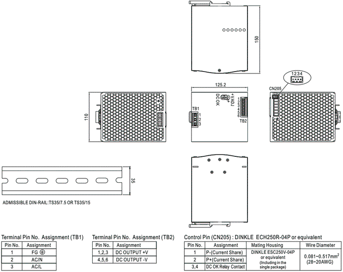 MEAN WELL SDR-960-48 Fuente de alimentación de 960W 48VDC para carril DIN