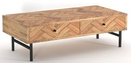 DKD Home Decor Mesa de Centro Espiga en Acacia y Metal Marrón