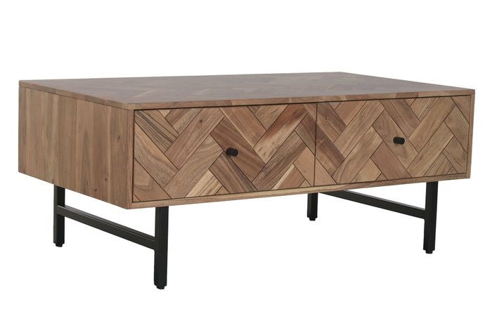 DKD Home Decor Mesa de Centro Espiga en Acacia y Metal Marrón DKD Home Decor Mesa de Centro Espiga en Acacia y Metal Marrón