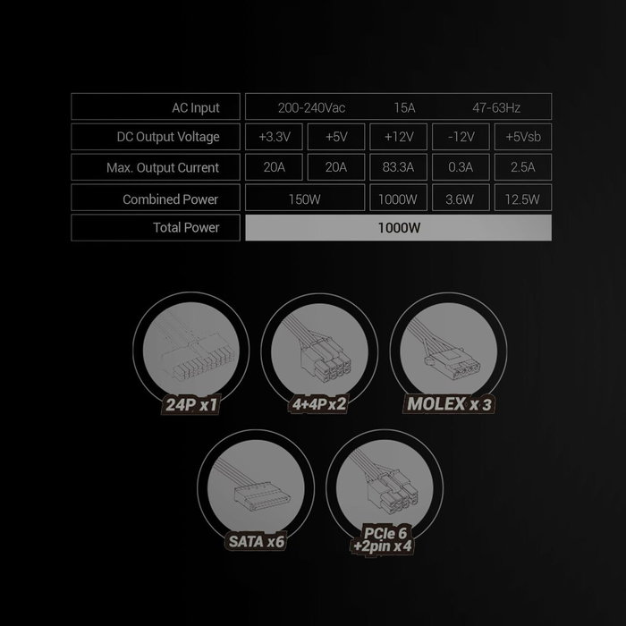 Mars Gaming MPB1000SI 1000W 80 Plus Gold ATX Mars Gaming MPB1000SI 1000W 80 Plus Gold ATX