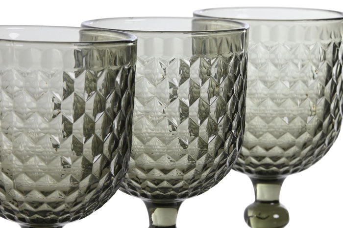 DKD Home Decor Set de 6 Copas de Cristal de 325 ml Gris Vintage Garbo DKD Home Decor Set de 6 Copas de Cristal de 325 ml Gris Vintage Garbo