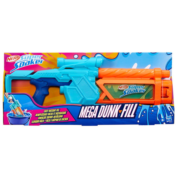 Hasbro Nerf Super Soaker Lanzador de Agua Mega Dunk-Fill G0999 Fácil de Llenar 1 Litro