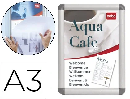 NOBO Porta anuncios Clipdown DIN A3 con marco de aluminio
