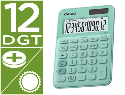 Casio MS-20UC-GN Calculadora de Sobremesa 12 Dígitos Verde