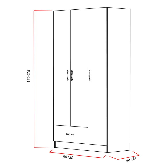 Hanah Home Armario Blanco 90x170x40 cm