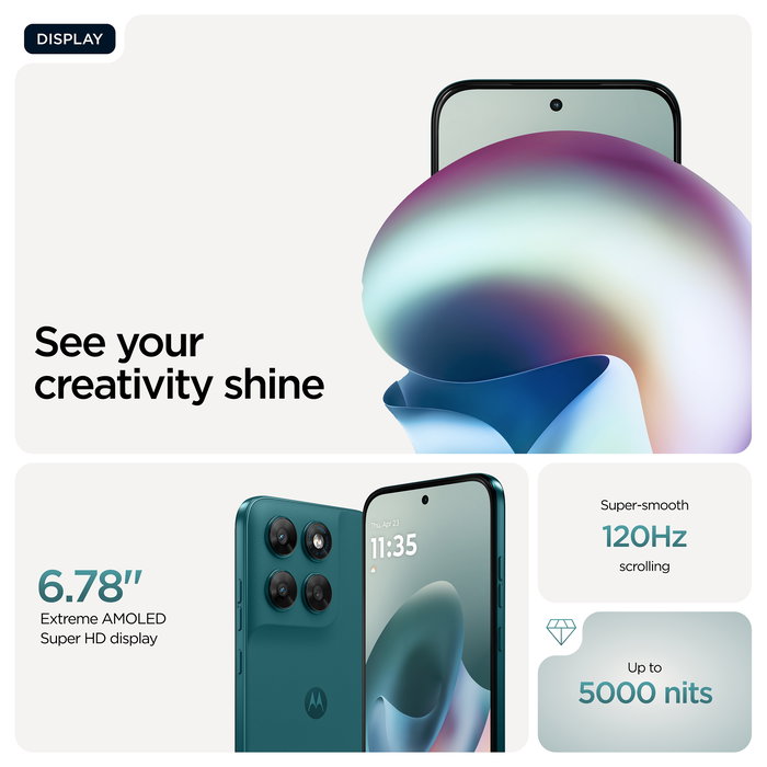 Motorola Moto G77 Smartphone 6.8" Extreme AMOLED 120Hz, 8GB RAM 256GB, Cámara 108MP, Batería 5200mAh, 5G, Android 16.0, Color Verde Shaded Spruce